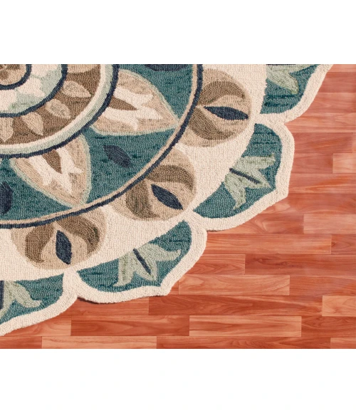 LR Home DAZZLE 82264 Ivory Blue 6' Round Rug