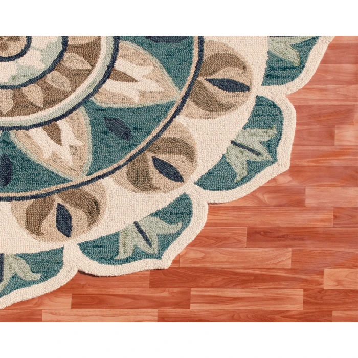 Rugs Town 82264 Ivory Blue 6' Round Rug