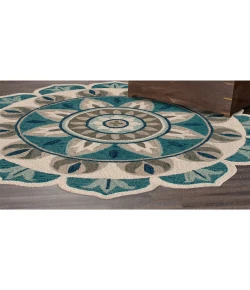 LR Home Dazzle 82264 Ivory Blue 6' Round Rug