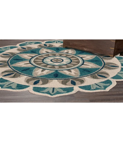 LR Home DAZZLE 82264 Ivory Blue 6' Round Rug