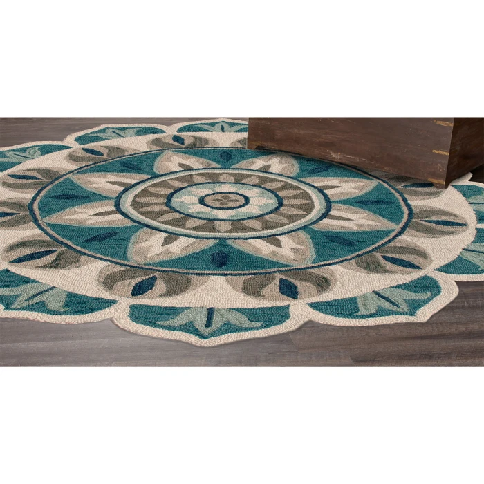 Rugs Town 82264 Ivory Blue 6' Round Rug