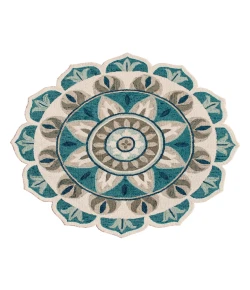 LR Home Dazzle 82264 Ivory Blue 6' Round Rug