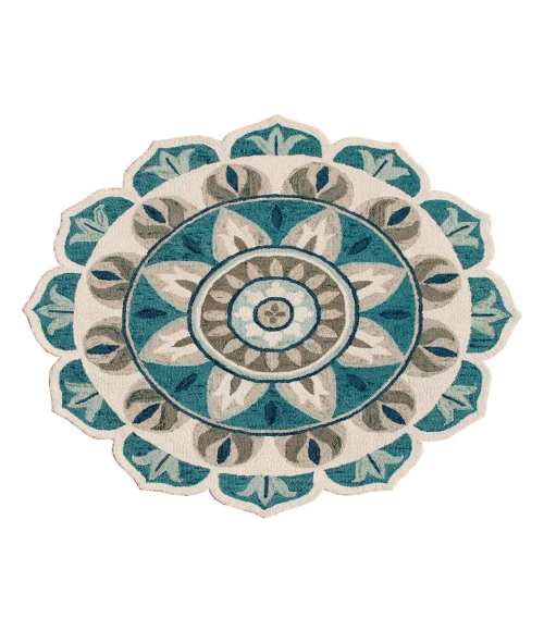 LR Home DAZZLE 82264 Ivory Blue 6' Round Rug