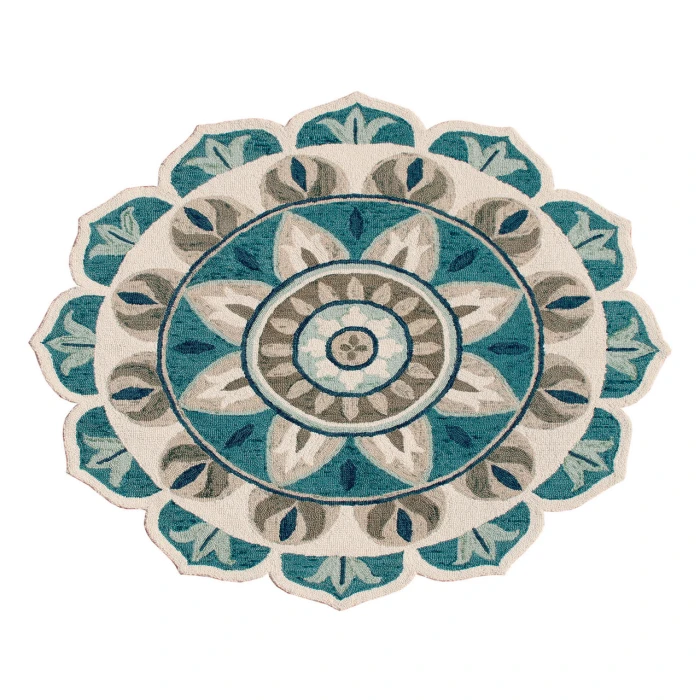 Rugs Town 82264 Ivory Blue 6' Round Rug