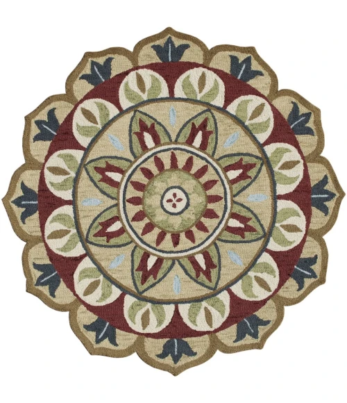 LR Home DAZZLE 82265 Red/ Multi 4' X 4' Round Rug