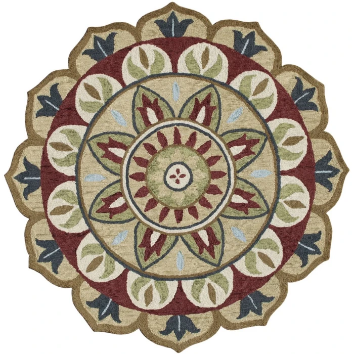 LR Home DAZZLE 82265 Red/ Multi 4' X 4' Round Rug