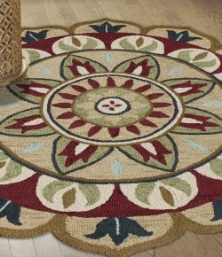 Rugs Town 82265 Red/ Multi 4' X 4' Round Rug