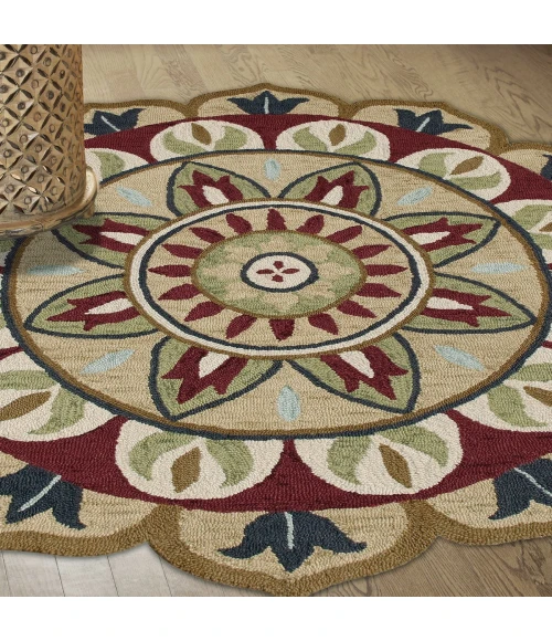 LR Home DAZZLE 82265 Red/ Multi 4' X 4' Round Rug