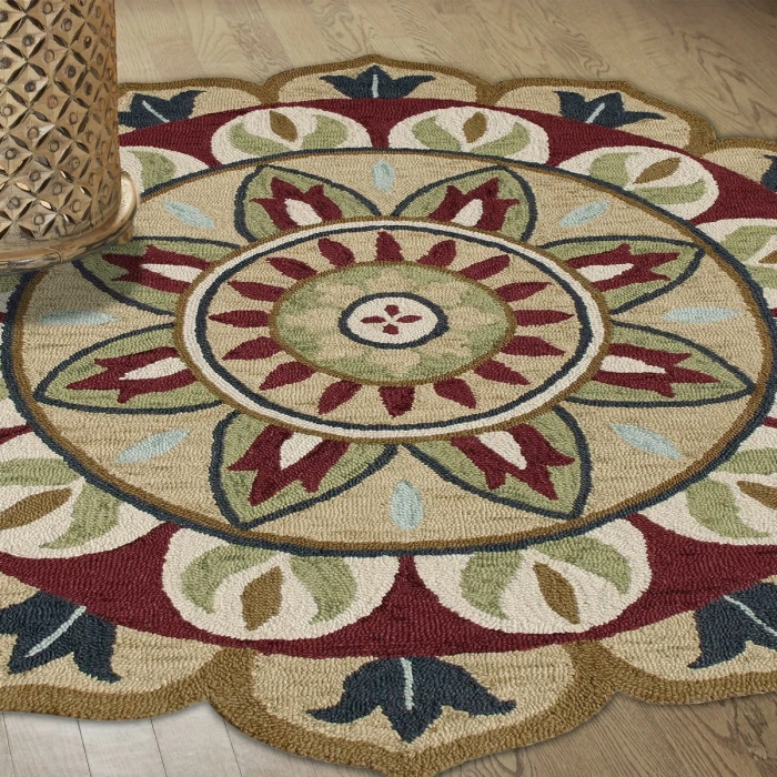 LR Home DAZZLE 82265 Red/ Multi 4' X 4' Round Rug