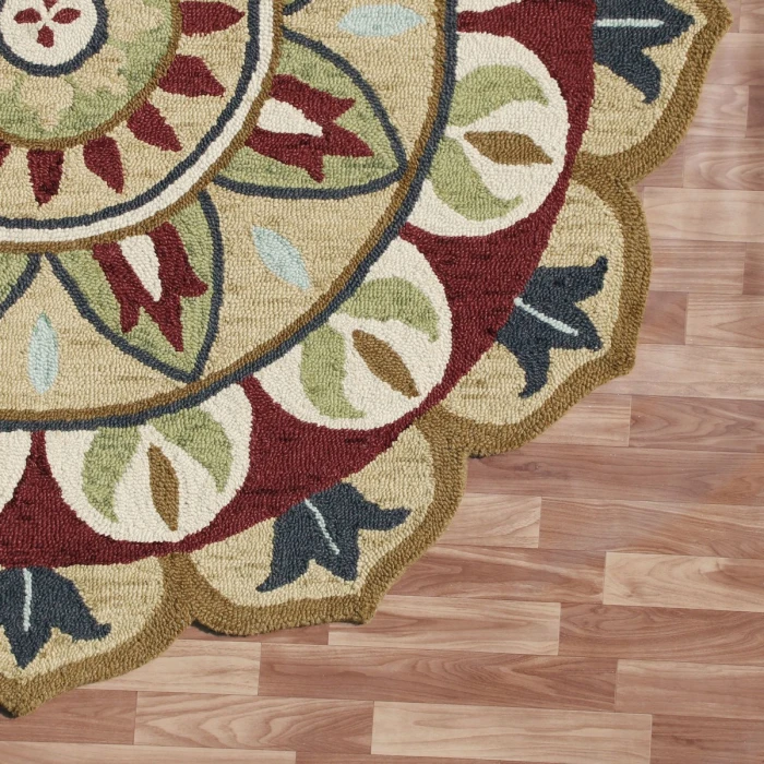 LR Home DAZZLE 82265 Red/ Multi 4' X 4' Round Rug