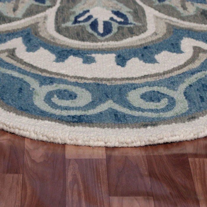 Rugs Town 82267 Ivory Blue 6' Round Rug