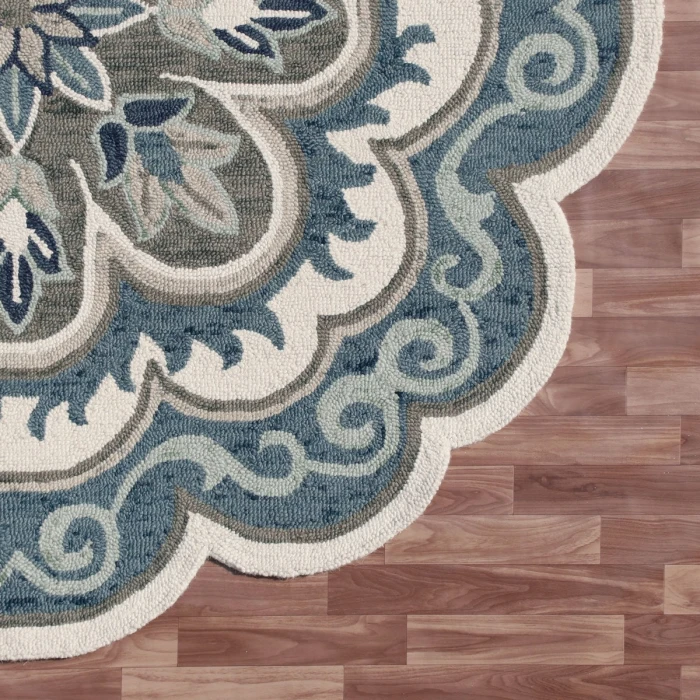 Rugs Town 82267 Ivory Blue 6' Round Rug