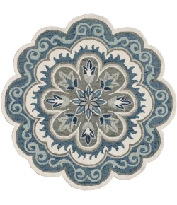 LR Home Dazzle 82267 Ivory Blue 4' X 4' Round Rug