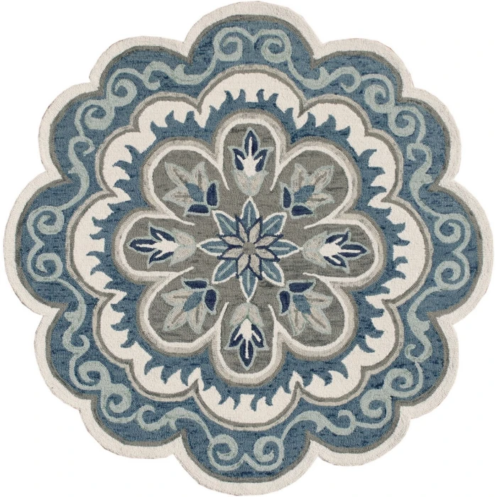 Rugs Town 82267 Ivory Blue 6' Round Rug