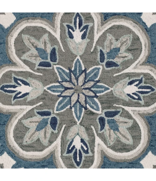 LR Home DAZZLE 82267 Ivory Blue 4' X 4' Round Rug
