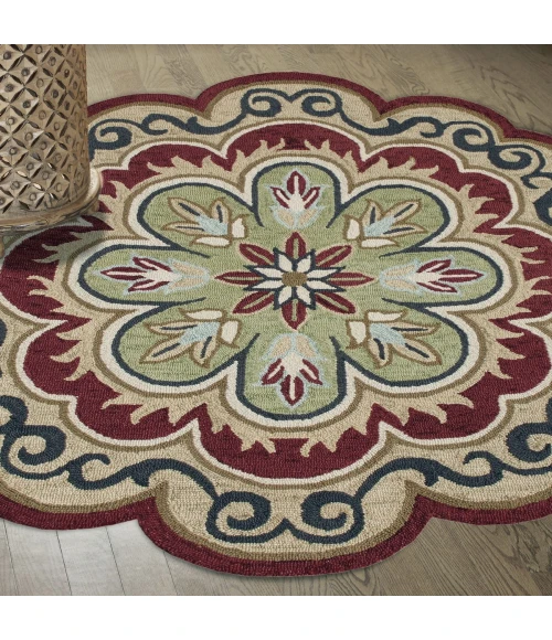 LR Home DAZZLE 82268 Red/ Gold 6' Round Rug