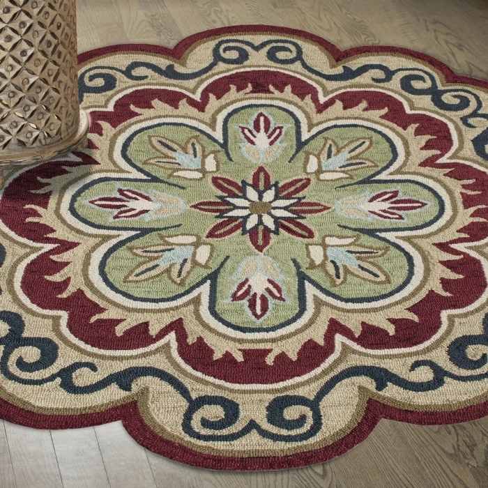 Rugs Town 82268 Red/ Gold 6' Round Rug