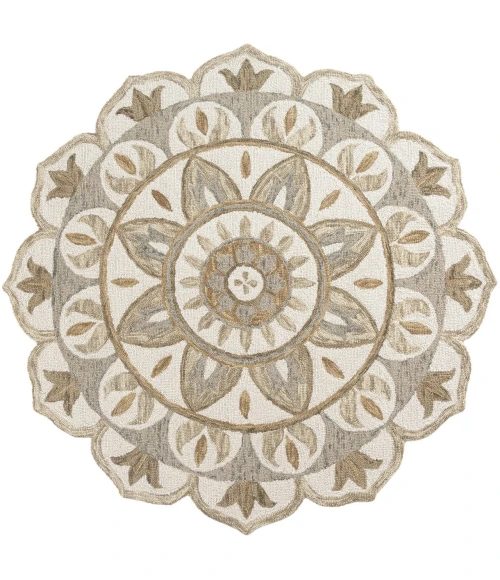 LR Home Dazzle Ivory DAZZL 5ft. x 5ft. Round Rug