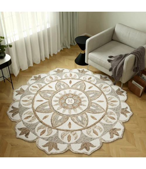 LR Home Dazzle Ivory DAZZL 5ft. x 5ft. Round Rug