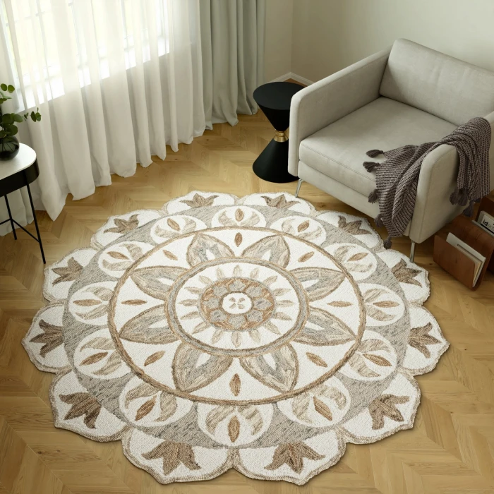 Rugs Town Ivory DAZZL 4ft. x 4ft. Round Rug