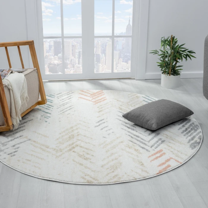 Rugs Town Ivory DUNEC 6ft. Round Rug