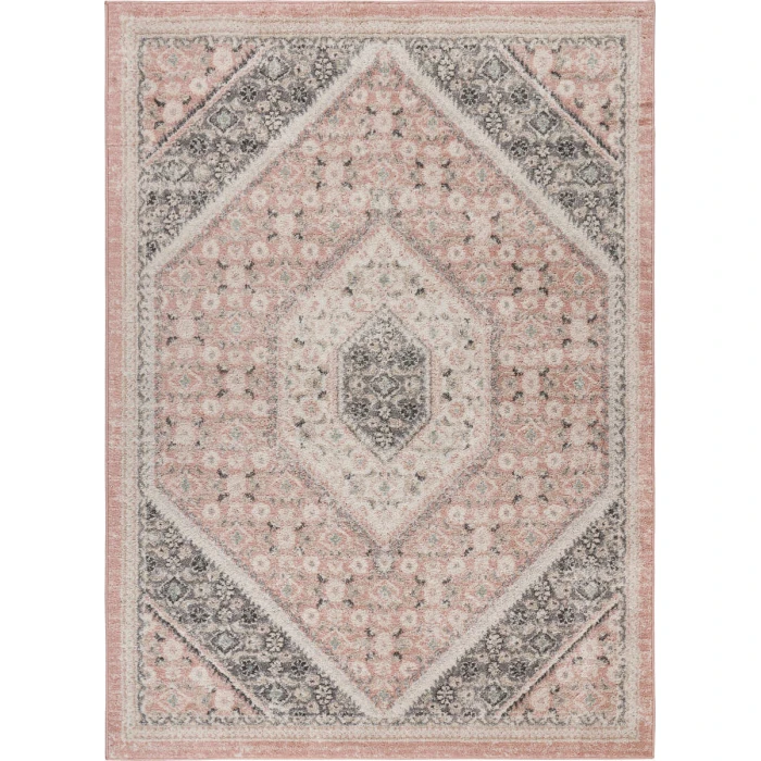 Rugs Town 81668 Salmon/ White 7'9" X 9'5 Rect. Rug