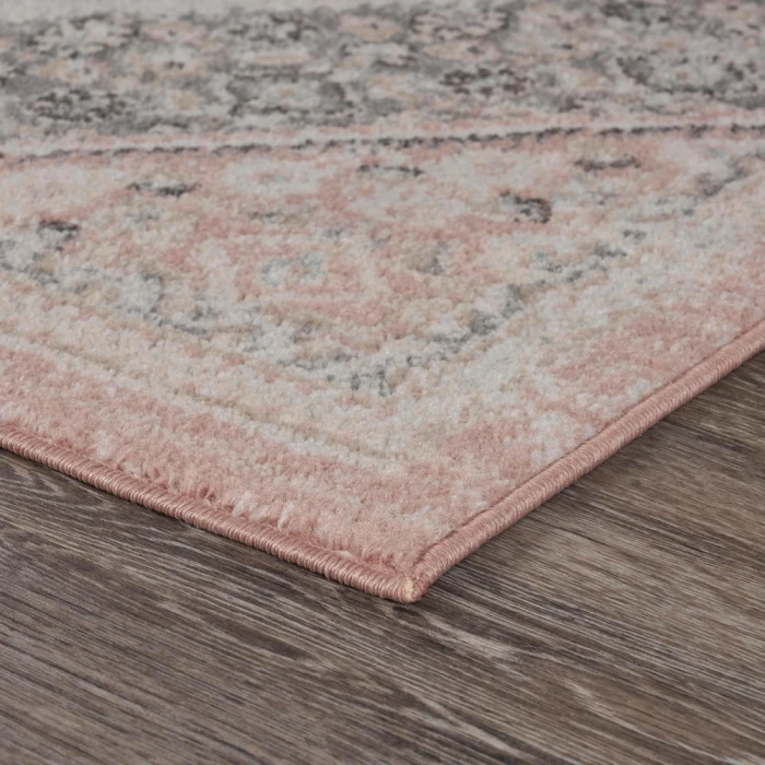 Rugs Town 81668 Salmon/ White 7'9" X 9'5 Rect. Rug