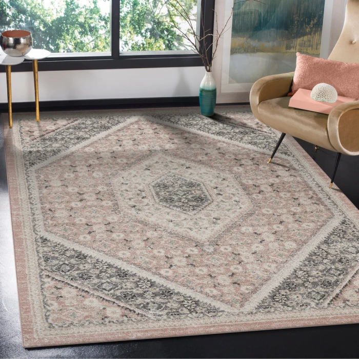 Rugs Town 81668 Salmon/ White 7'9" X 9'5 Rect. Rug