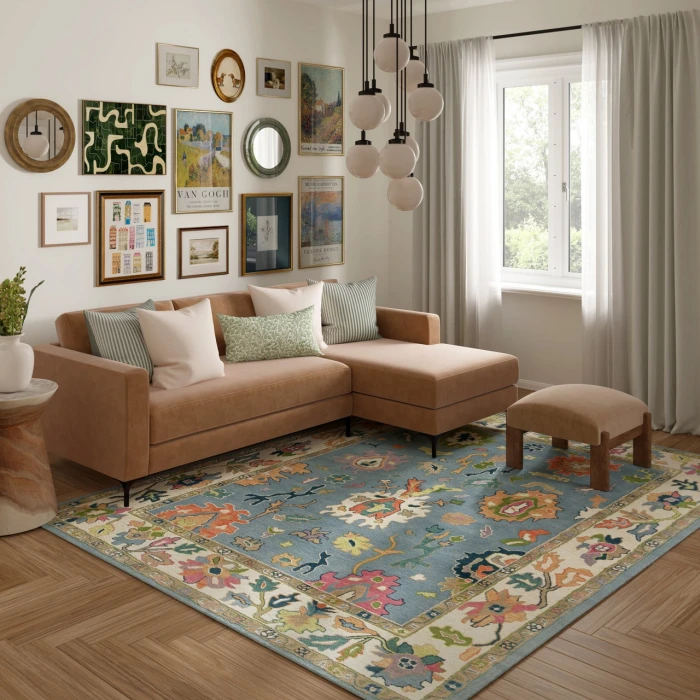 Rugs Town Blue ELIZE 7ft.9in. x 9ft.9in. Rectangle Rug