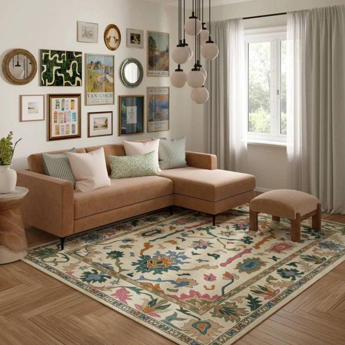 Rugs Town Cream ELIZE 5ft.9in. x 8ft.9in. Rectangle Rug