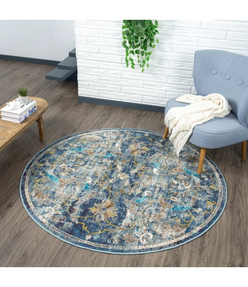 LR Home Gala Blue GALAC 7ft.6in. Round Rug