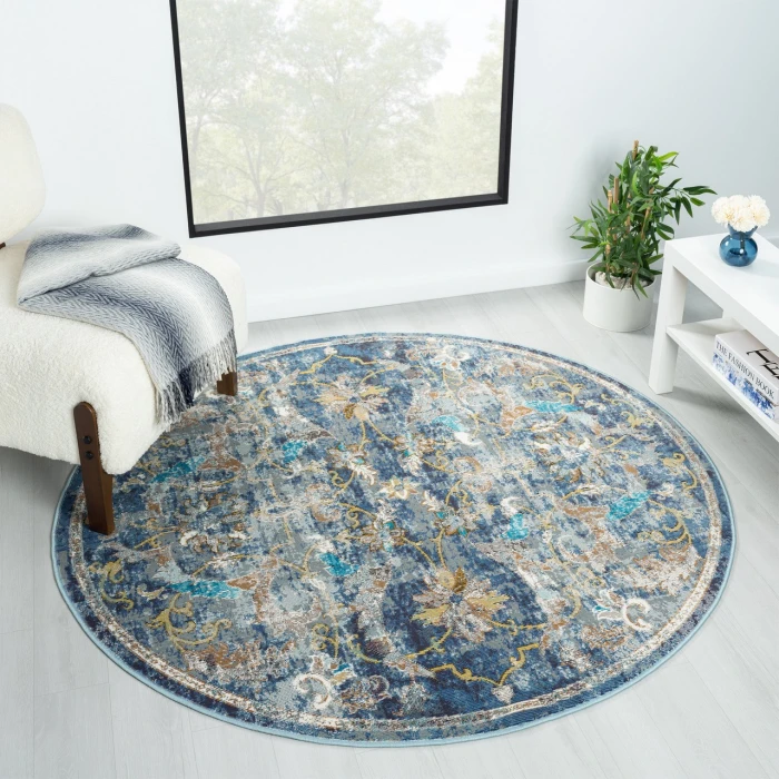 Rugs Town Blue GALAC 7ft.6in. Round Rug