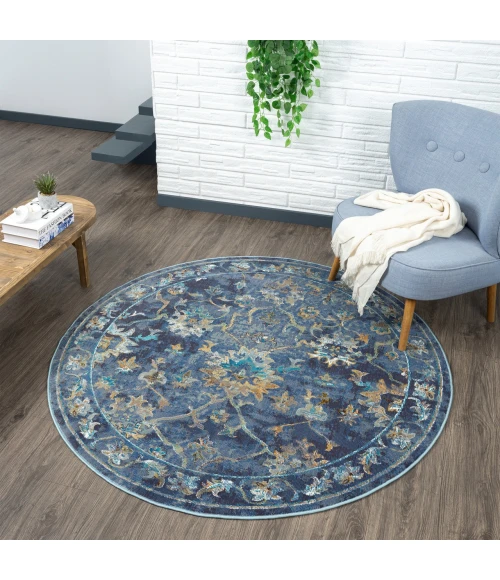 LR Home Gala Blue GALAC 7ft.6in. Round Rug