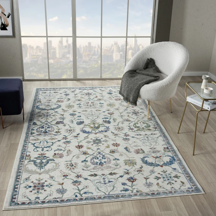 LR Home Gala Ivory GALAC 7ft.9in. x 9ft.9in. Rectangle Rug