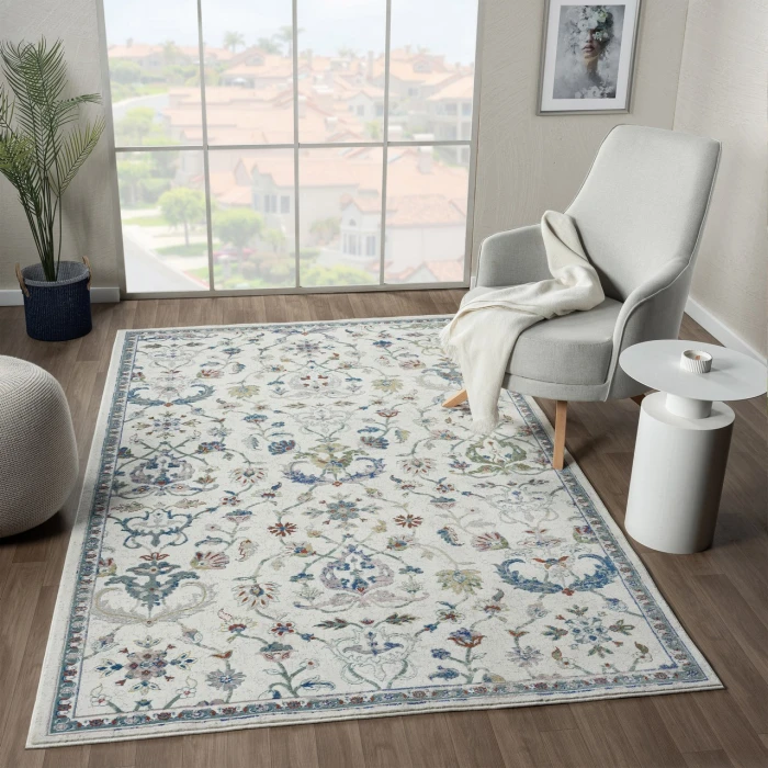 LR Home Gala Ivory GALAC 7ft.9in. x 9ft.9in. Rectangle Rug