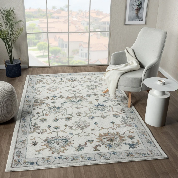 LR Home Gala Ivory GALAC 7ft.9in. x 9ft.9in. Rectangle Rug