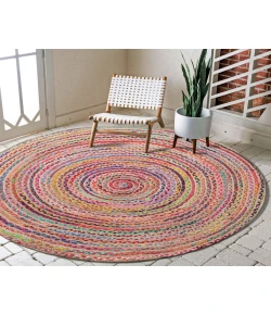 Hadley HAV-AI Multi/Natural 5 ft. Round Area Rug