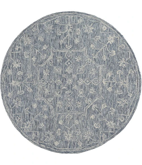 LR Home Juniper Blue JUNIP 5ft. x 5ft. Round Rug