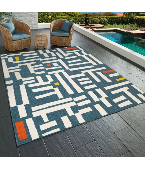 LR Home Mapa Blue MAPAC 8ft. x 9ft.9in. Rectangle Rug