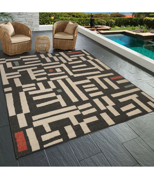 LR Home Mapa Black MAPAC 2ft. x 3ft. Rectangle Rug