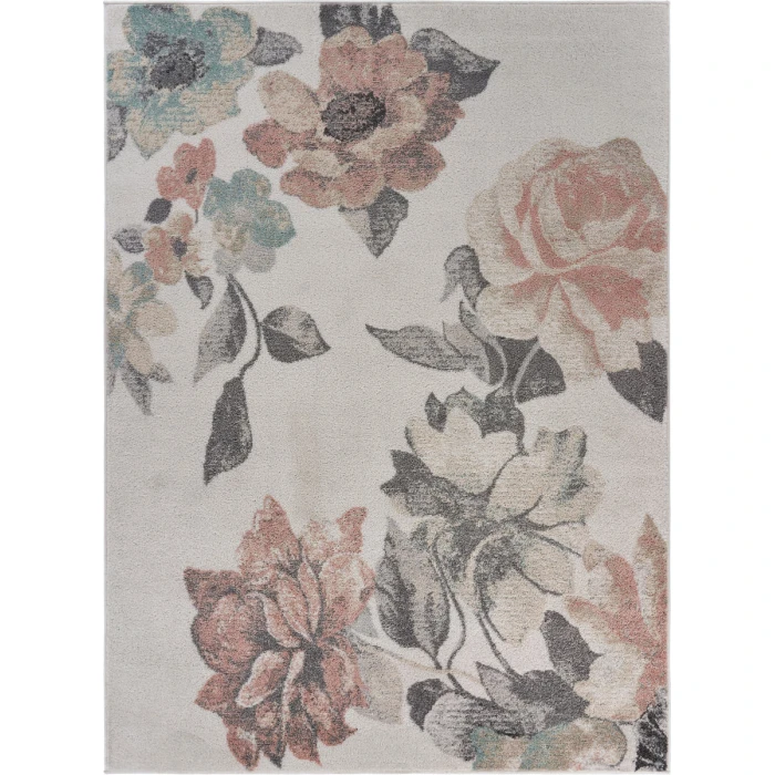 LR Home MEADOW 81541 White/ Gray 7'9" X 9'5 Rect. Rug