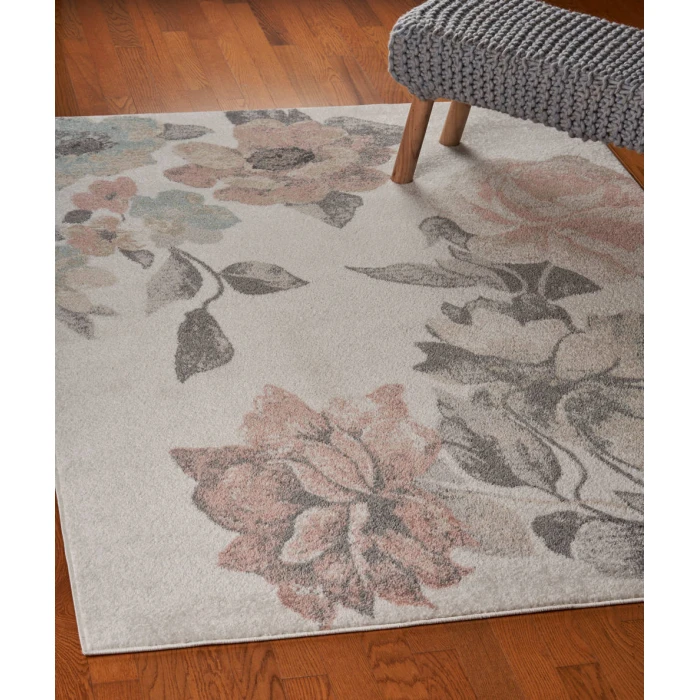 LR Home MEADOW 81541 White/ Gray 7'9" X 9'5 Rect. Rug