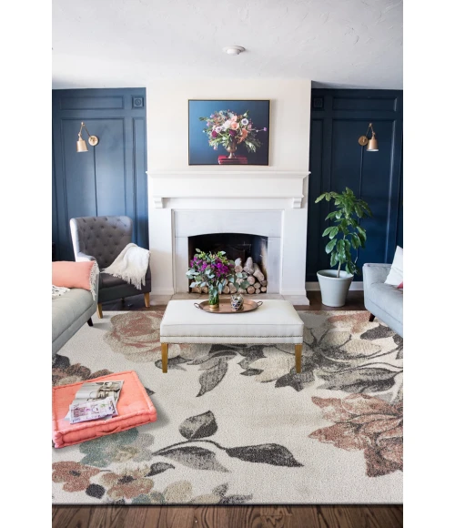 LR Home MEADOW 81541 White/ Gray 5'2"X7'2 Rect. Rug