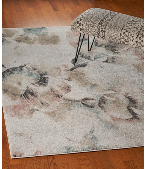 LR Home MEADOW 81546 White/ Light Blue 7'9" X 9'5 Rect. Rug