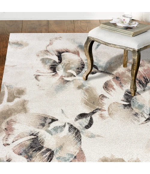 LR Home MEADOW 81546 White/ Light Blue 7'9" X 9'5 Rect. Rug