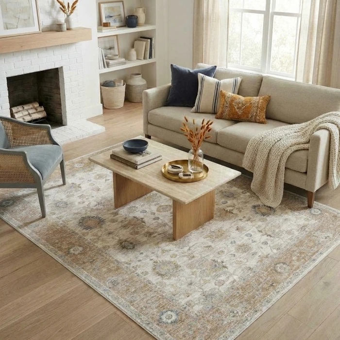 Rugs Town Cream MIRAN 7ft.9in. x 10ft. Rectangle Rug
