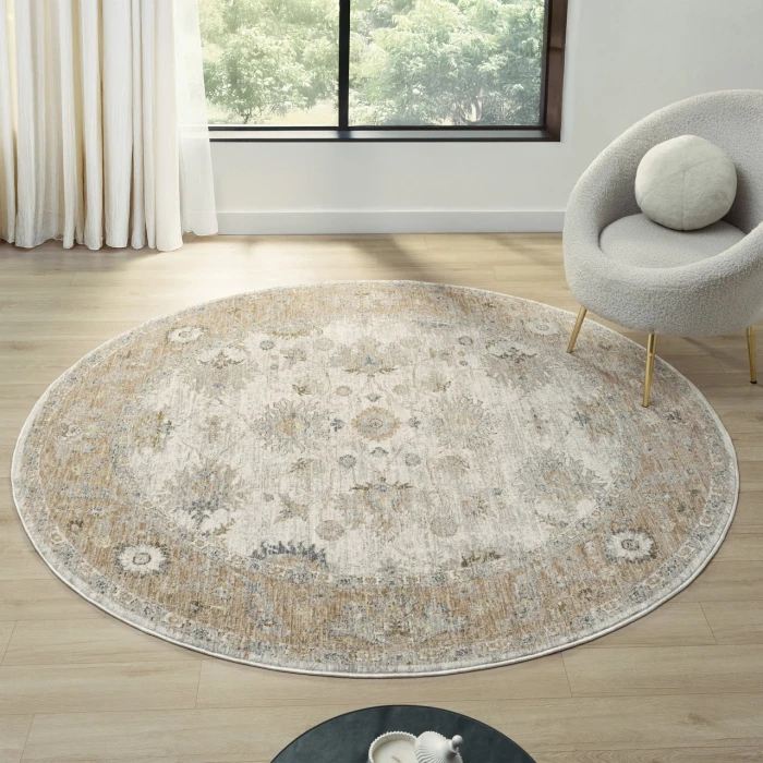 Rugs Town Cream MIRAN 6ft.6in. x 6ft.6in. Round Rug