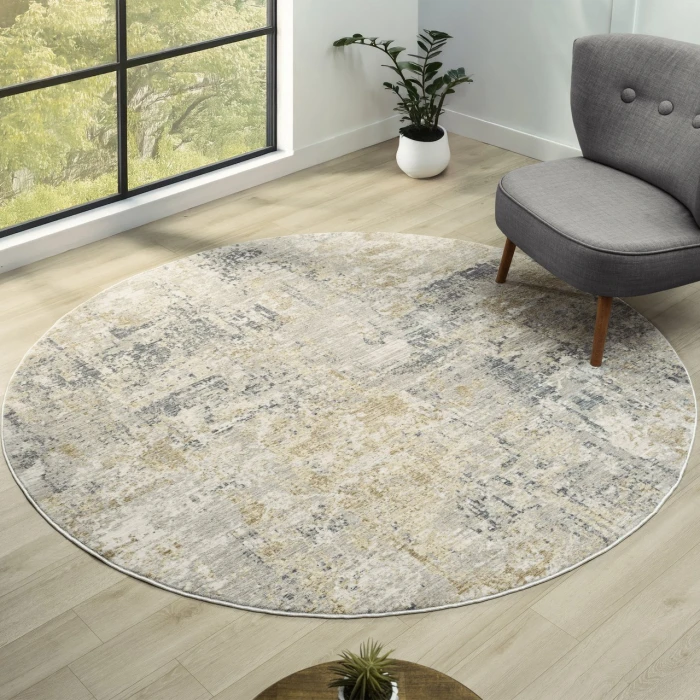 Rugs Town Ivory MIRAN 6ft.6in. x 6ft.6in. Round Rug