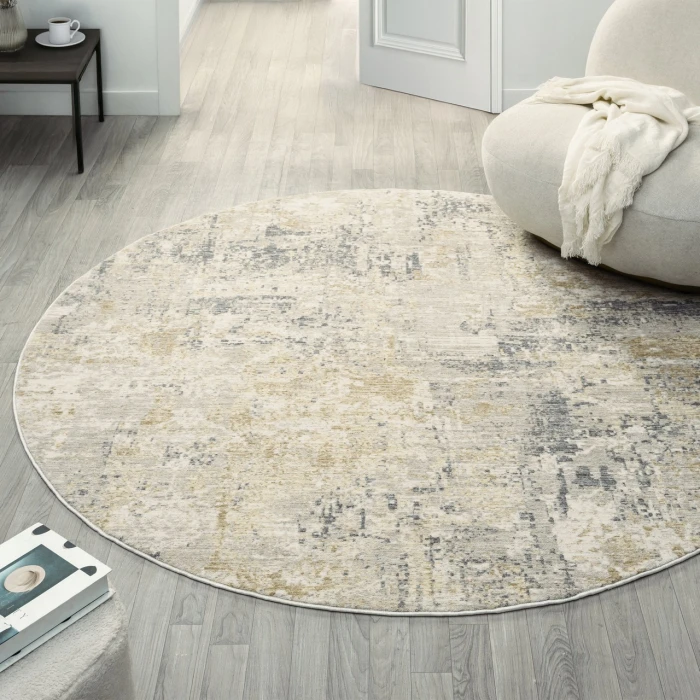 Rugs Town Ivory MIRAN 6ft.6in. x 6ft.6in. Round Rug