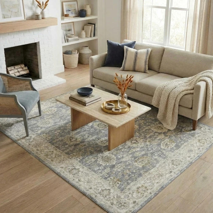 Rugs Town Blue MIRAN 6ft. x 9ft. Rectangle Rug